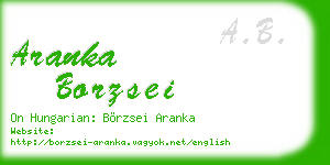 aranka borzsei business card